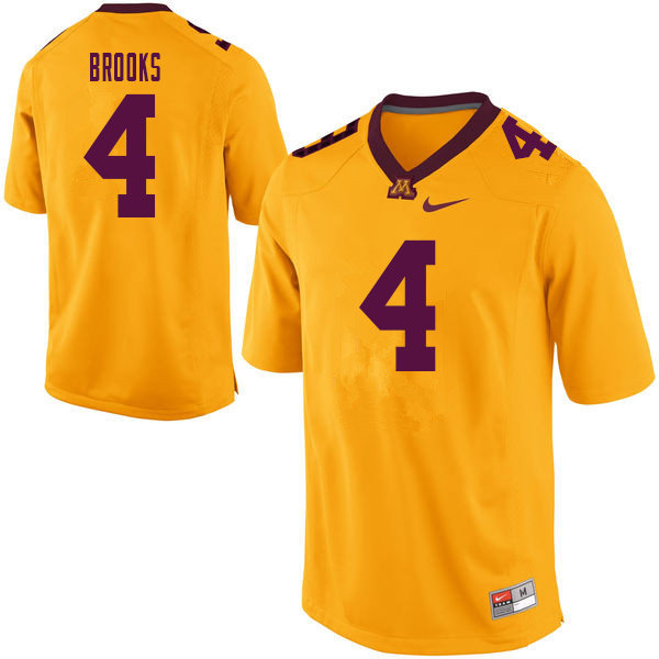 Men #4 Shannon Brooks Minnesota Golden Gophers College Football Jerseys Sale-Yellow - Click Image to Close